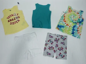 Toddler Girls 5 Piece Sleeveless Tank Tops Shorts Outfit Set Size 2T NEW - Picture 1 of 5