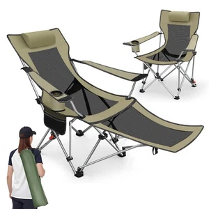 Faltbar Campingstuhl klapp Angelstuhl Liegestuhl Sonnenstuhl belastbar 100 kg - Bild 1 von 8