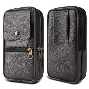 Cell Phone Holster Pouch Leather Wallet Case with Belt Clip For iPhone Samsung
