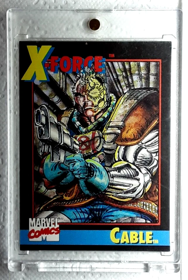 1991 Marvel Black Boarder  X-Force Card 1 CABLE. FREE ONE-TOUCH-HOLDER - Image 1 of 2