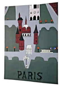 Paris Original Acryl Modell Poster Poster ca.1970, Original Artwork パリ  - Bild 1 von 1