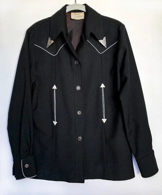 VTG 60s-70s H BAR C WESTERN ROCKABILLY JACKET w/VTG  STERLING SILVER COLLAR TIPS - Image 1 of 4