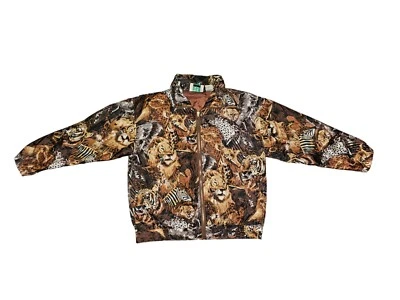 Vintage EVR 80s Safari all over print 100% Silk jacket Women's Sz Medium  - Image 1 of 4