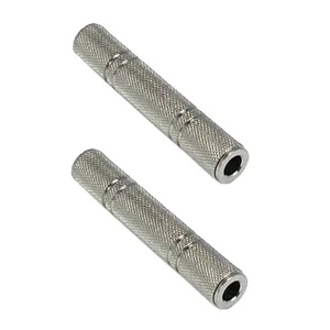 2x 6.35mm 1/4" Stereo Coupler Female to Female Jack Audio Adapter Connector - Picture 1 of 1