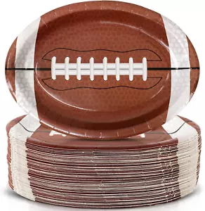 100Pcs Football Party Supplies Football Shaped Disposable Paper Dinner Plates Ta - Picture 1 of 7
