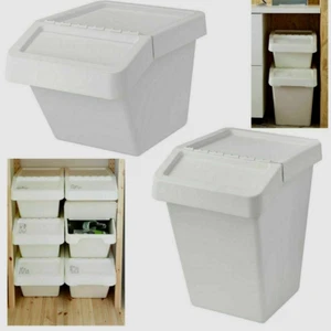 Corbeille de tri des déchets Ikea avec couvercle plastique durable blanc SORTERA 37L, 60L NEUF - Photo 1/15