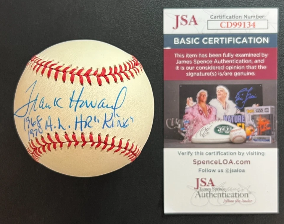 Frank Howard SIGNED Baseball JSA Cert w/COA "1968 1970 AL HR King" Inscription - Image 1 of 4