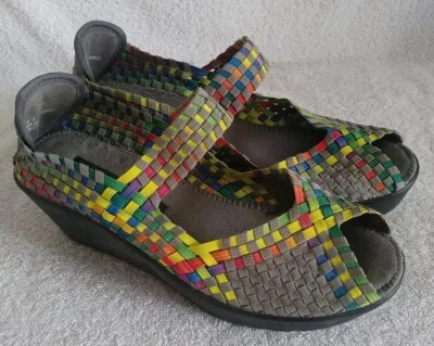 Steven By Steve Madden Peep Toe Stretch Multi Colored Wedge Slip On Shoe Sz 8 M - Image 1 of 4