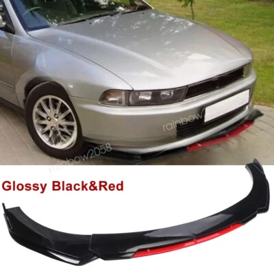 For Mitsubishi Galant Front Rear Bumper Lip Spoiler Splitter Body Kits Black&Red - Image 1 of 4