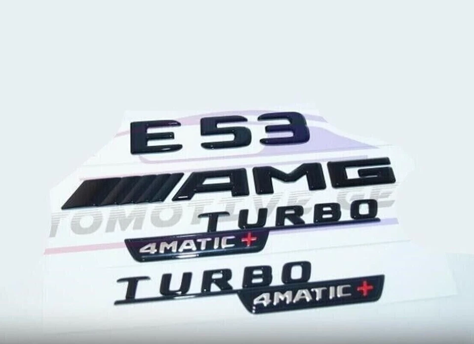 E53 AMG TURBO 4MATIC+ Emblema Negro Brillante Conjunto Combo Insignia Foto 1 de 3