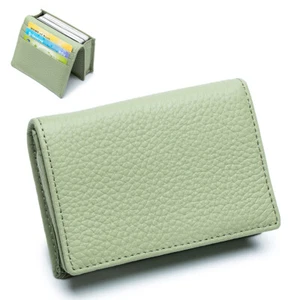Genuine Leather Business Card Holder Case for Men Women Pocket Name Card Wallet - Picture 1 of 17
