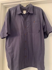 Patagonia Puckerware Shirt Blue Striped Organic Cotton Blend-L - Picture 1 of 7