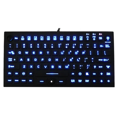 Waterproof Industrial Silicone Compact Keyboard with Mouse Pointer JH-IKB850BL - Image 1 of 4