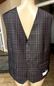 STEVE HARVEY MEN'S VEST BROWN PLAID SIZE 44R WAIST 38 NWTS cpc - Picture 1 of 7
