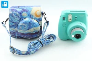 🎦👀w/ van gogh Blue case✨MINT✨ Fujifilm instax mini8 Light Green From JAPAN - Picture 1 of 11