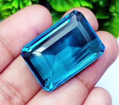 Bluish Green Tourmaline Emerald Shape 50.00 Ct Certified Loose Gemstone For Sale - Image 1 of 4