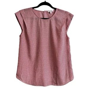 Joie Size Small Red White Business Casual Career Printed Sleeveless Blouse Top - Picture 1 of 6