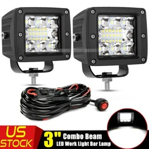 Pair 3inch LED Work Spot Lights Bar Pod Driving Fog Lamp SUV Truck w/ Wiring Kit - Picture 1 of 14