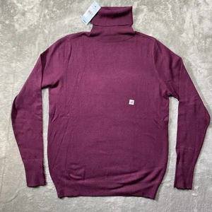 Ann Taylor Small Petite Rayon Nylon Sweater Turtleneck Stretch Maroon NWT $75 - Picture 1 of 10