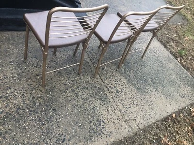 3- Silla Plegable de Metal Moderna Mediados de Siglo Vintage Acero Cosco Años 50 Vinilo Tweed Foto 1 de 4