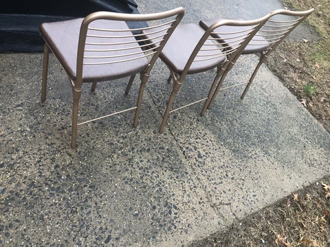 3- Vintage Mid Century Modern Metal Folding Chair Steel Cosco 1950s Vinyl Tweed Cover
