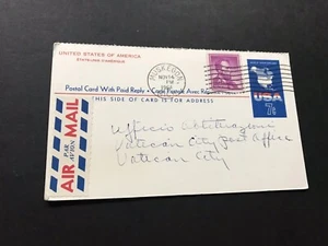 US 2964 Double Postal Card #UY19 +Unsevered International Usage to Vatican +Rare - Picture 1 of 2