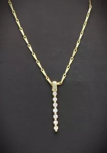 18 Carat Yellow Gold Diamond Bar Pendant 0.10ct & Chain 18" (80.25.045) - Picture 1 of 6