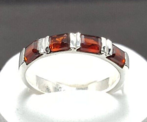 Unheated Garnet Band For Men and Women Blood Red Natural Emerald Cut Garnet Ring