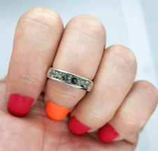 size 7, Sterling Silver 💚 Green Tourmaline Ring, Stacking Ring,