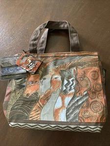 Laurel Burch marokkanische Stuten Pferd Canvas Handtasche Beuteltasche Handtasche ~ Neu mit Etikett - Bild 1 von 10