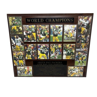 Placa de madeira Fleer 97 cartões Green Bay Packers Super Bowl XXXI 1996-97 Champion - Imagem 1 de 4