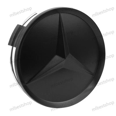 4 x 75mm Wheel Center Caps Hub Emblems Matte Black Fit Mercedes-Benz A C E S GL - Image 1 of 4