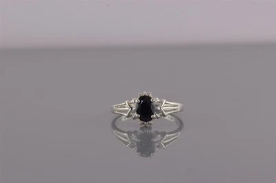 Anillo de plata de ley ovalado zafiro azul triple banda dividida 925 talla: 7 Foto 1 de 4