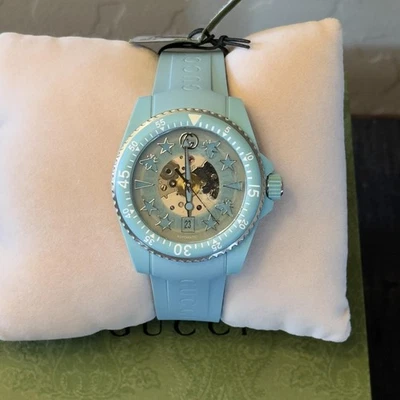 Gucci Dive Watch Automatic Mens 45mm Blue Star Dial Swiss Made 136.3 20ATM Box - Image 1 of 4