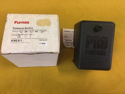 NOS FURNAS 69ES1 PRESSURE SWITCH IN-30 OUT-50 SERIES C MADE USA 1/4" NPT FEMALE - Image 1 of 4