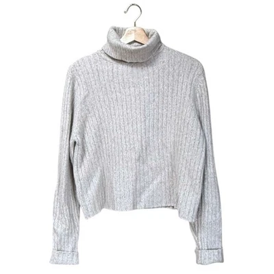 Suéter Sundance Beige Mezcla Angora Acanalado Cuello Tortuga Manga Larga Talla M Foto 1 de 4