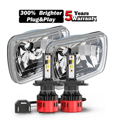Par de faros LED DRL para Ford E-150 E-250 Econoline Van Club Wagon 5x7" 7x6" Foto 1 de 4