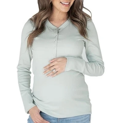 Kindred Bravely Green Henley Long Sleeve Nursing & Maternity Top Sz Small Shirt - Image 1 of 4