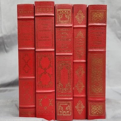 Lot of 5 Franklin Library Leatherette Bound Decorative Collection Books Red - Image 1 of 4