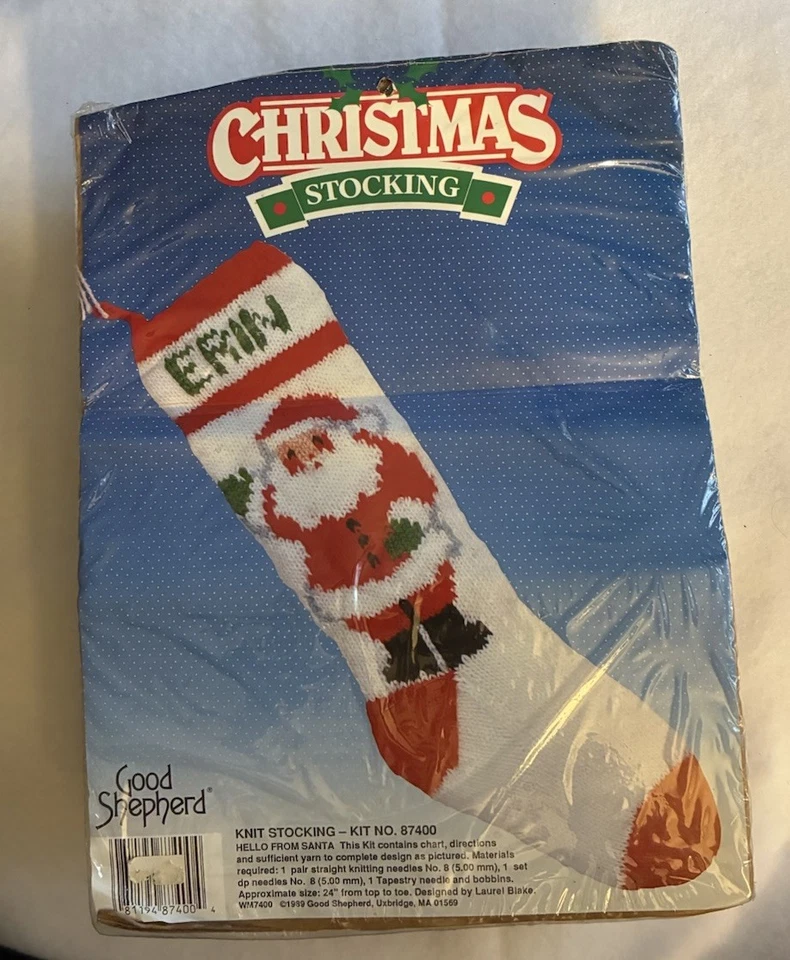 Good Shepherd HELLO FROM SANTA Christmas Holiday Knit Stocking Kit 87400 24" NOS