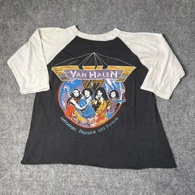 Camiseta De Colección 1982 Van Halen Atomic Punks Tour Raglán Banda de Concierto Camiseta Años 80 Rock Foto 1 de 4