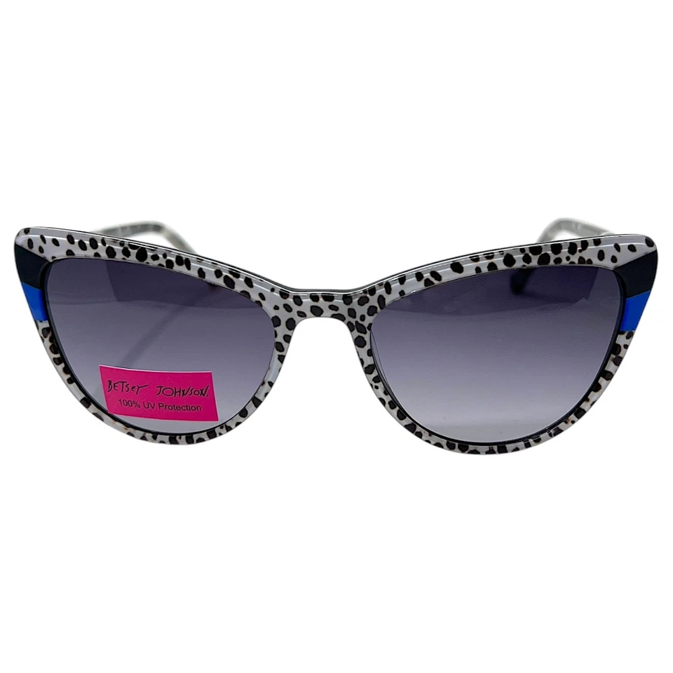BETSEY JOHNSON - TUTTI FRUTTI WHT 54/18/140 WHITE SPOT NEW Authentic SUNGLASSES - Image 1 of 2