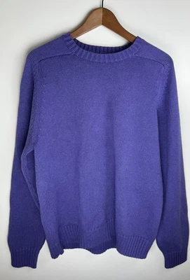 Suéter tejido de algodón púrpura Lands End para hombre M (38-40) hecho en Hong Kong vintage Foto 1 de 4