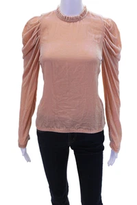 Ulla Johnson Womens Velvet Ruffle Neck Long Sleeve Blouse Top Pink Size 0 - Picture 1 of 6