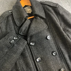I. Spiewak & Sons Pea Coat Mens Large Gray Wool Blend Double Breasted Jacket - Picture 1 of 13