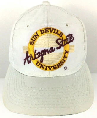 Boné de jogo vintage anos 90 Arizona State Sun Devils ASU script soletrar logotipo Snapback - Imagem 1 de 4