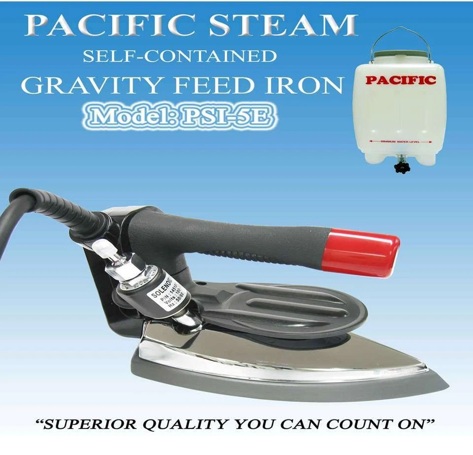 Pacific PSI-5E Gravity Feed Iron – Professional Steam Iron for Tailors & Sewing