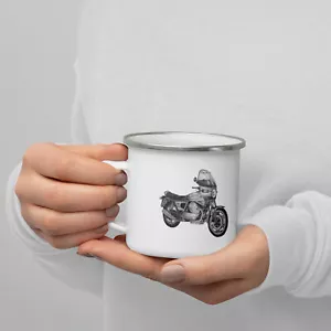 Classic Moto Guzzi Motorcycle Enamel Mug - Picture 1 of 3