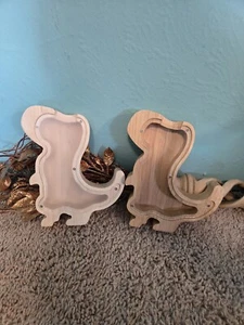 Set Of 2 Dinosaur Money Banks Wood Save Money For Kids Easter Baskets - Picture 1 of 6
