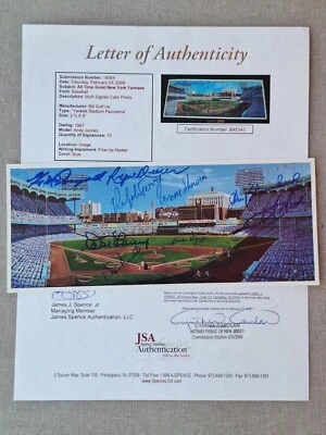 YANKEES MULTI-SIGNED PANORAMA LARSEN TRESH BLANCHARD +7 JSA LEETER # 5347 - Image 1 of 4
